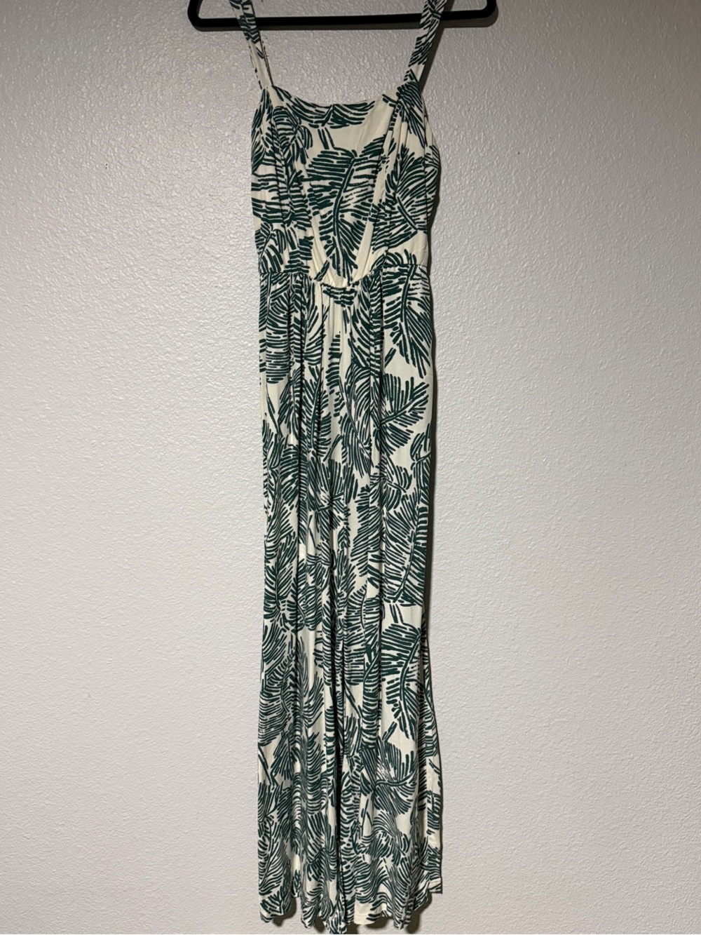 Wide Leg Jumpsuit Tropical Palm Leaf Print